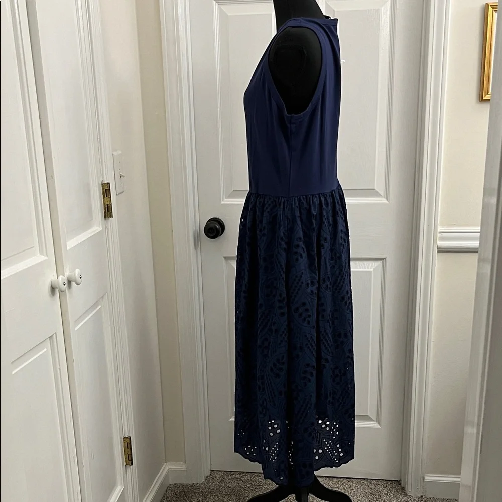 Grace Karin Navy Sleeveless Maxi Dress with Eyelet Skirt Panel - Picture 5 of 7